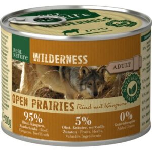 REAL NATURE WILDERNESS Nassfutter für Hunde Adult Open Prairies Rind mit Känguru 6x200 g