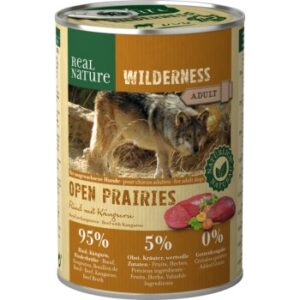 REAL NATURE WILDERNESS Nassfutter für Hunde Adult Open Prairies Rind mit Känguru 12x400 g