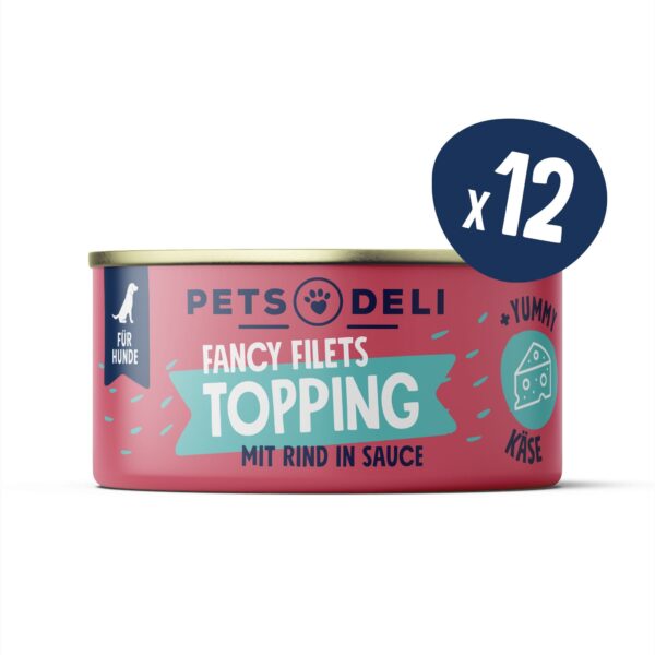 Fancy Filets Topping mit Rind in Soße für Hunde - 12x70g - 12x70g