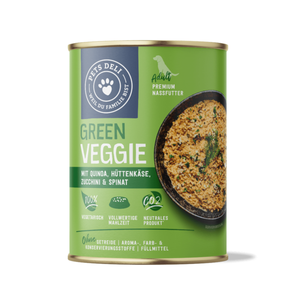 Nassfutter Green Veggie mit Hüttenkäse, Zucchini, Quinoa und Spinat für Hunde - 400g / 6er Pack