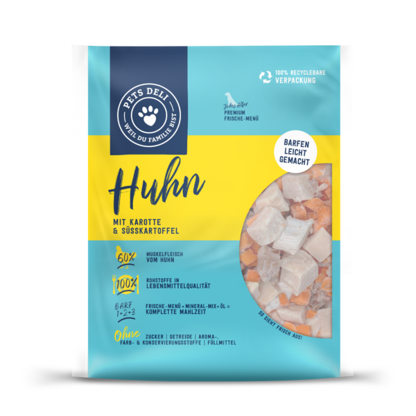 Frische-Menü Huhn mit Karotte und Süßkartoffel für Hunde - 200g / 5er