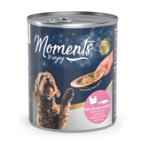 MOMENTS Nassfutter Hund Adult Huhn mit Lachs & Spinat 6x220 g