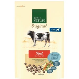 REAL NATURE Original Trockenfutter Hund Adult Freeze Dried Stückchen 800 g Rind
