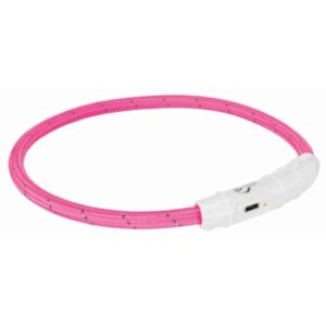 Trixie Flash Leuchtring USB, Nylon pink XS-S