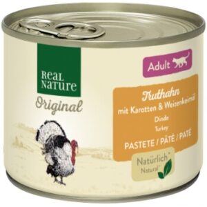 REAL NATURE Original Nassfutter Katze, Adult Truthahn, Karotten und Weizenkeimöl 6x200 g