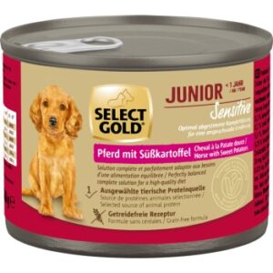SELECT GOLD Nassfutter Hund Sensitive Junior Pferd mit Süßkartoffel 6x200 g