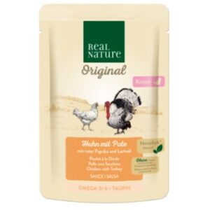 REAL NATURE Original Nassfutter Katze, Kitten, Huhn mit Pute 12x85 g