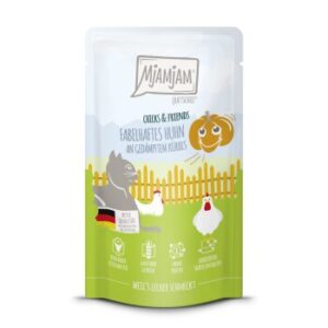 MjAMjAM Nassfutter Katze Adult, Quetschie Chicks & Friends, Huhn und Kürbis 12x125 g