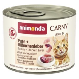 animonda Carny Nassfutter Katze Adult Pute und Hühnchenleber 12x200 g