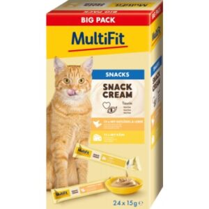 MultiFit SnackCream Katze 24 x 15 g Big Pack 2 Sorten Geflügelleber und Käse
