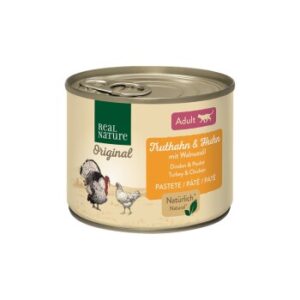 REAL NATURE Original Nassfutter Katze, Adult Truthahn und Huhn mit Walnussöl 12x200 g
