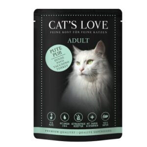 CAT'S LOVE Nassfutter Katze Adult in Gelee Pute pur mit Lachsöl und Katzengamander 12x85 g