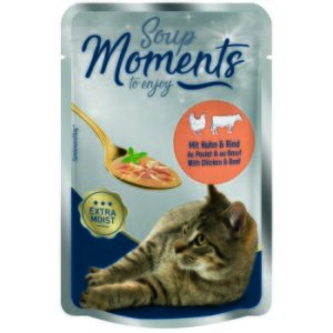 MOMENTS Soup Nassfutter Katze Adult, Huhn und Rind 12x40 g
