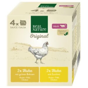 REAL NATURE Original Nassfutter Katze, Adult, in Sauce Mixpaket 4x100 g