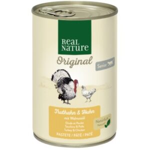 REAL NATURE Original Nassfutter Katze, Senior, Truthahn & Huhn mit Walnussöl 6x400 g