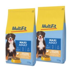 MultiFit Trockenfutter Hund Adult, Maxi, mit Geflügel & Karotte 2x12 kg