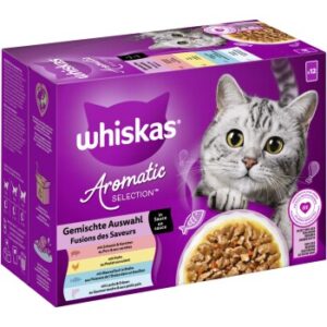 Whiskas Nassfutter Katze Adult, Multipack, 1+ Gemischte Auswahl, in Sauce 12x85 g