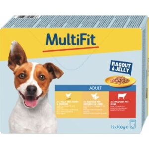 MultiFit Nassfutter Hund Ragout & Jelly Adult Multipack 12x100 g