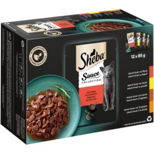 Sheba Sauce Collection Nassfutter Katze Adult, Mixpaket, in Sauce 12x85 g Herzhafte Komposition