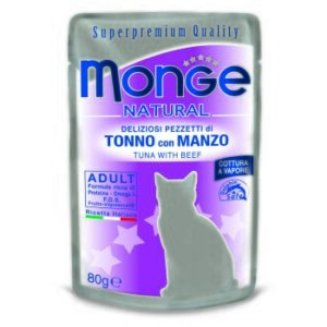 Monge Natural Cat Thunfisch mit Boeuf in Gelée 24x80g