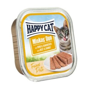 HAPPY CAT Minkas Duo Nassfutter Katze Adult, Rind & Kaninchen, Paté 16x100 g