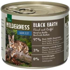 REAL NATURE WILDERNESS Nassfutter Katze, Adult Black Earth, Rind und Büffel 12x200 g