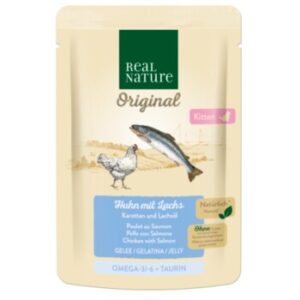 REAL NATURE Original Nassfutter Katze, Kitten, Huhn mit Lachs 12x85 g
