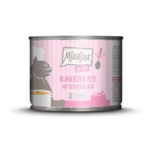 MjAMjAM Nassfutter Katze Adult, Blanchiert in Sauce 6x185 g Pute und Lachs
