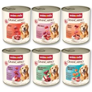 animonda GranCarno Original Nassfutter Hund Adult, Mixpaket 6x800 g Herzhafte Variation