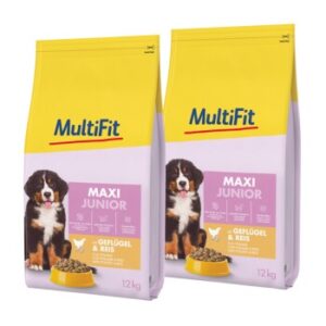 MultiFit Tockenfutter Hund Junior, Maxi, mit Geflügel & Reis 2x12 kg