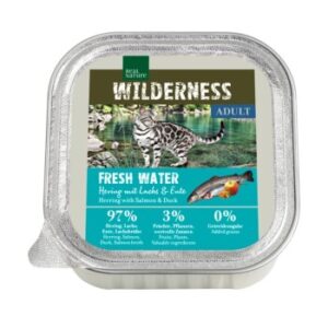 REAL NATURE WILDERNESS Nassfutter Katze, Adult 16x100 g Fresh Water, Hering mit Lachs und Ente 16x100 g