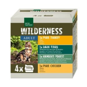 REAL NATURE WILDERNESS Nassfutter Katze, Adult 4x100 g Multipack 1