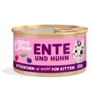 Edgard & Cooper Nassfutter Katze Kitten Stückchen in Soße Ente und Huhn 18x85 g