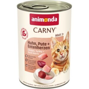 animonda Carny Nassfutter Katze Adult 6x400 g Huhn, Pute und Entenherzen