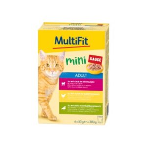 MultiFit Mini Nassfutter Katze Adult, Multipack Sauce 6x50 g Fleisch 6x50 g