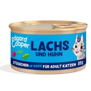 Edgard & Cooper Nassfutter Katze Adult Stückchen in Soße Lachs und Huhn 18x85 g