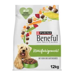 Beneful Purina Trockenfutter Hund, Adult, Wohlfühlgewicht, Huhn & Gartengemüse 12 kg