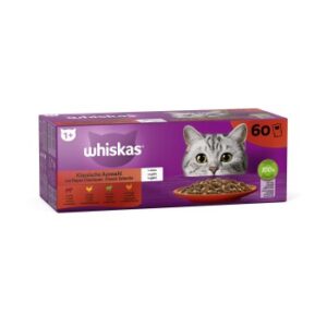 Whiskas Nassfutter Katze Adult 1+, Mixpaket, Klassische Auswahl in Gelee 60x85 g