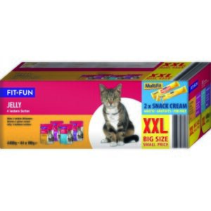 FIT+FUN Jelly Multipack XXL 44x100g 4 leckere Sorten + 2x Snack Cream gratis