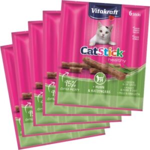Vitakraft Cat Stick Multipack 5x6 Stück Huhn und Katzengras
