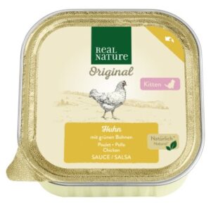 REAL NATURE Original Katze Nassfutter, Kitten, Ragout, Huhn mit grünen Bohnen 16x100 g