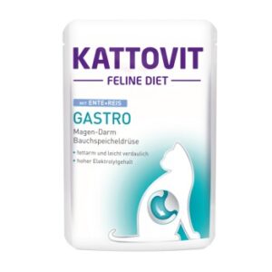 KATTOVIT Feline Diet Nassfutter Katze Gastro Adult Ente und Reis 24x85 g