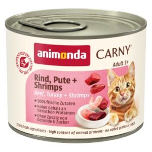 animonda Carny Nassfutter Katze Adult Rind, Pute und Shrimps 12x200 g