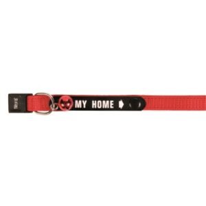 Josty Identitätshalsband für Katzen, Nylon, 12mm/33cm, rot, mit Namensschild