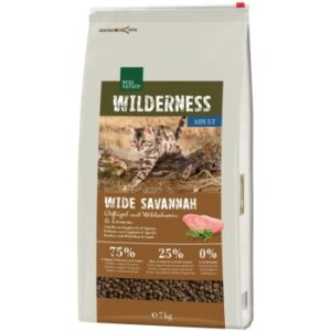 REAL NATURE WILDERNESS Trockenfutter Katze, Adult, Wide Savannah, Geflügel mit Wildschwein und Lamm 7 kg