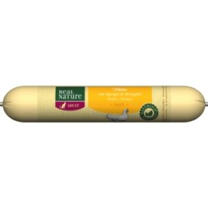REAL NATURE Original Nassfutter Katze, Adult, Katzenwurst 12x70 g Huhn mit Spargel und Mangold 12x70 g
