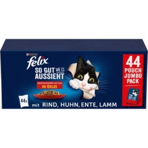 Felix Nassfutter Katze in Gelee 44x85 g Geschmacksvielfalt vom Land