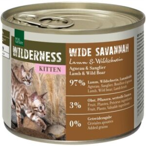REAL NATURE WILDERNESS Nassfutter Katze, Kitten Wide Savannah, Lamm und Wildschwein 12x200 g