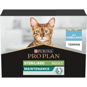 PRO PLAN PURINA Adult STERILISED MAINTENANCE Terrine für Katzen mit Kabeljau 10 x 75 g
