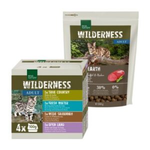 REAL NATURE WILDERNESS Mischfütterungs-Set Adult Black Earth 300g + 4x100g Multipack